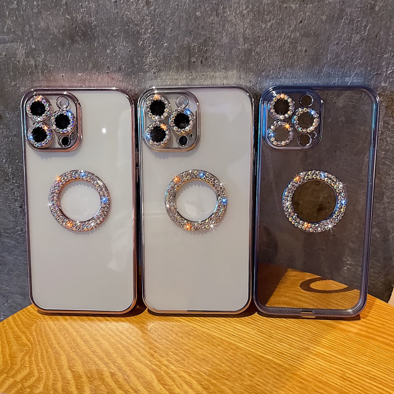 Ốp Điện Thoại Trong Suốt Chống Sốc Đính Đá Lấp Lánh Cho Iphone 11 12 13 Pro MAX X XR XS