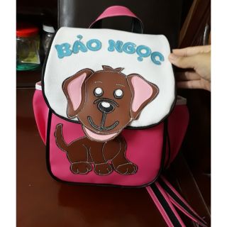 Balo nắp hình con chó nâu