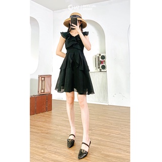 Váy cổ tim bèo đổ 3 tầng CCHAT