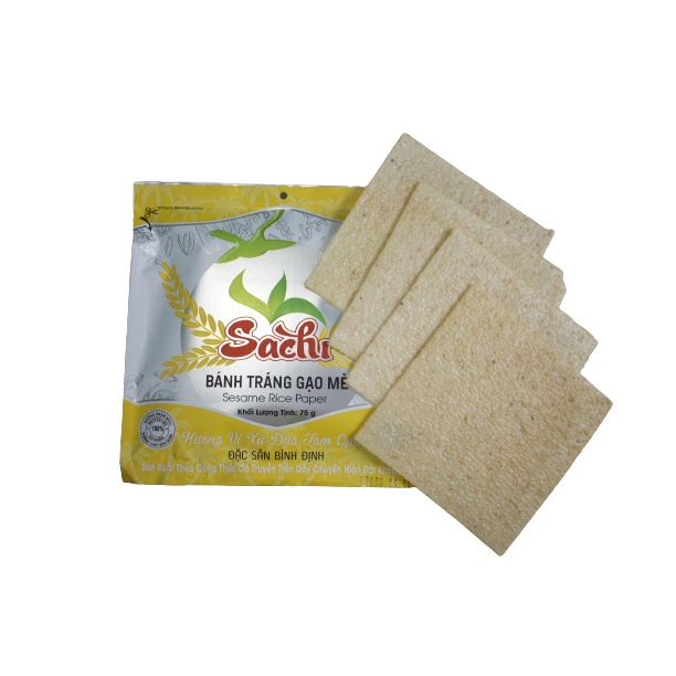 Combo 10 Bì Bánh Tráng Nước Dừa+10 Bì Bánh Tráng Gạo Mè Nướng Sẵn SACHI 75 Gam