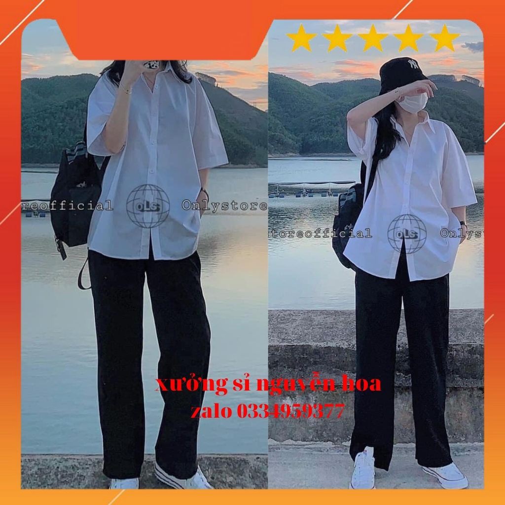 Áo sơ mi trơn trắng ngắn tay unixes phong cách hàn quốc đơn giản, dễ mặc (kèm video/ảnh thật) Xưởng Sỉ Nguyễn Hoa