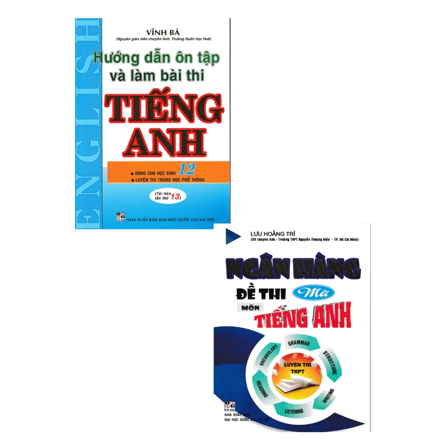 Sách - Combo hướng dẫn ôn tập và làm bài thi , ngân hàng đề thi môn tiếng anh