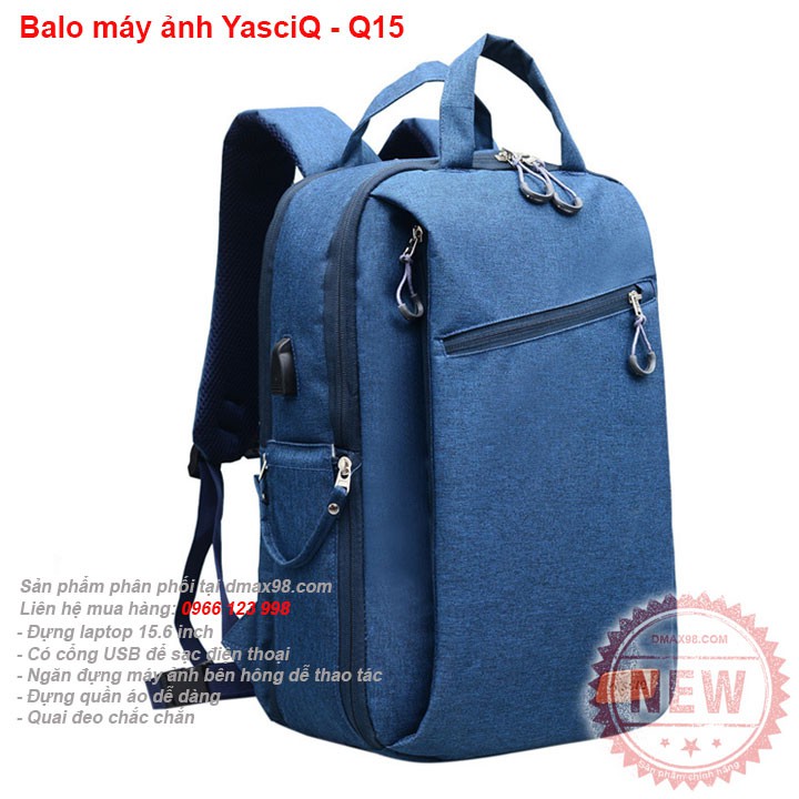 Balo YasciQ - Q15 đựng máy ảnh du lịch, được quần áo, laptop 15.6
