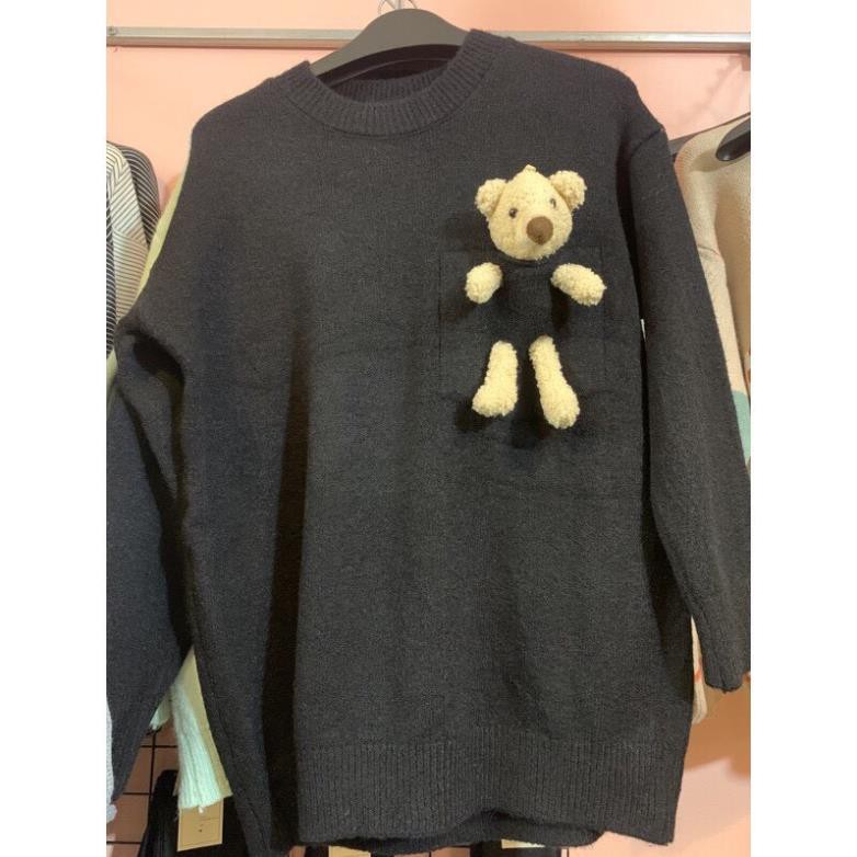 áo len nữ silive Áo len gấu túi ngực, chất len dày dặn dễ phối đồ | BigBuy360 - bigbuy360.vn