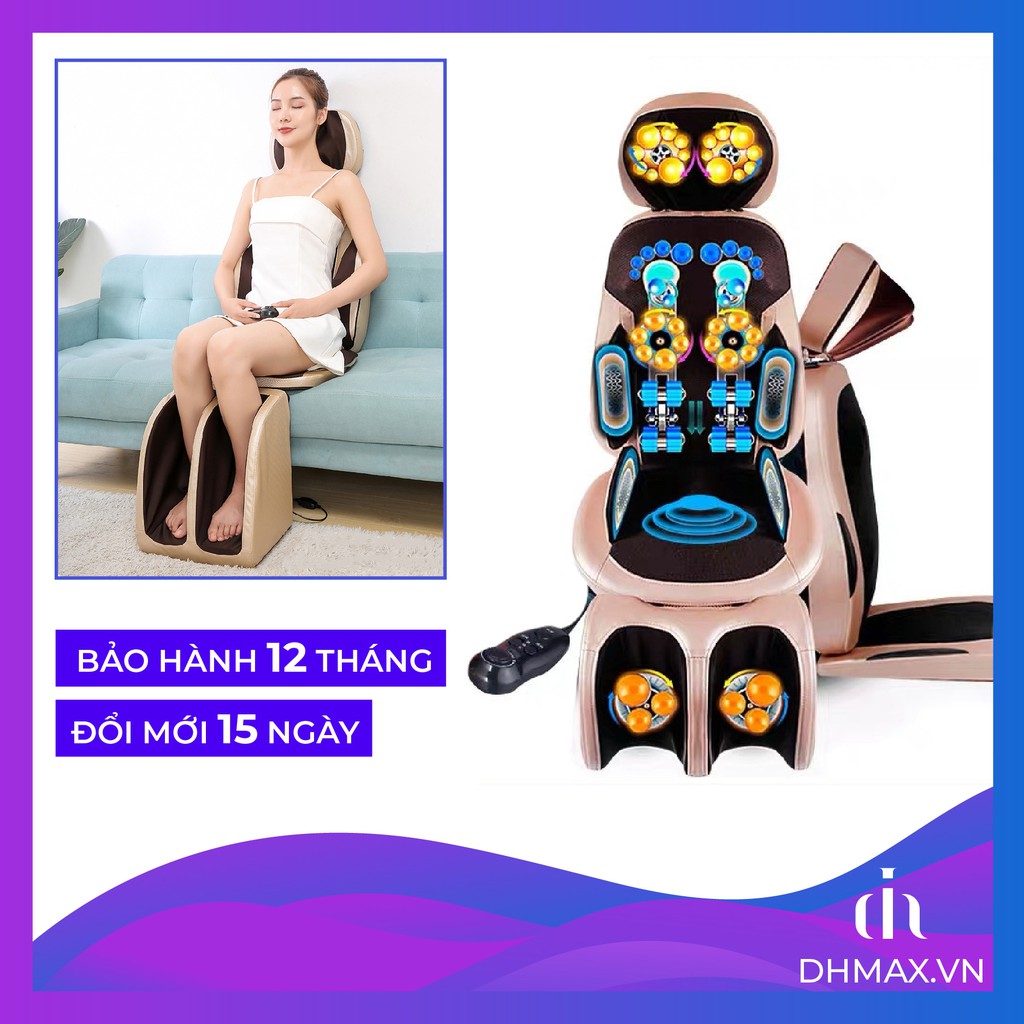 Đệm ghế massage toàn thân 2021 - Xoa bóp cổ vai gáy - Massage lưng hông mông đùi chân - tư thế nằm và ngồi tựa