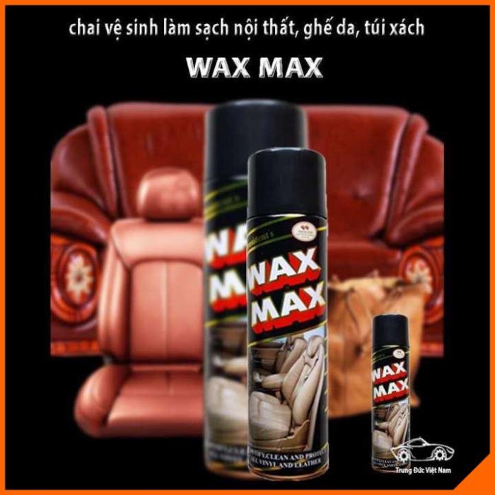 Bình Xịt Đánh Bóng Và Làm Sạch Wax Max, Làm Sạch Nội Thất Ô tô, Chai Vệ Sinh Đồ Da 500ml