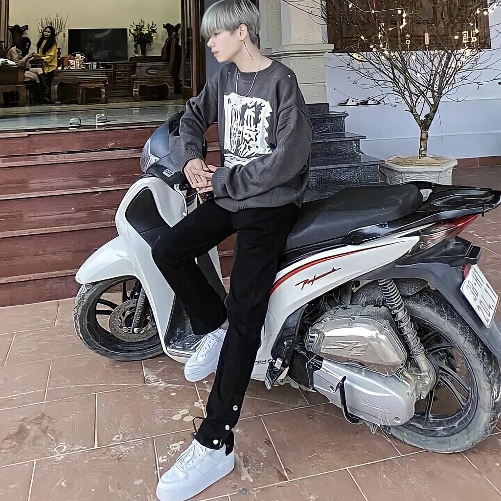 Quần Jean Buttons CÚC Pants Ống Rộng Nam  3 Cúc bấm Track Pants , Cargo Pants streat wear Cực Chất Cực Độc | BigBuy360 - bigbuy360.vn