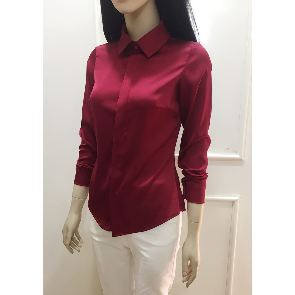 Áo Tay Dài Nữ 💖𝑭𝒓𝒆𝒆𝒔𝒉𝒊𝒑💖 Áo Lụa Đỏ Công Sở Nữ Vải Mềm | BigBuy360 - bigbuy360.vn