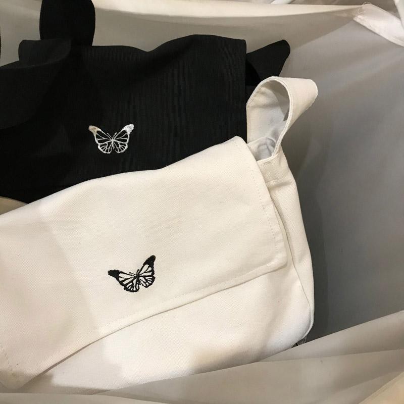 Túi đeo chéo nam nữ phong cách Hàn Quốc thêu hình con bướm siêu xinh