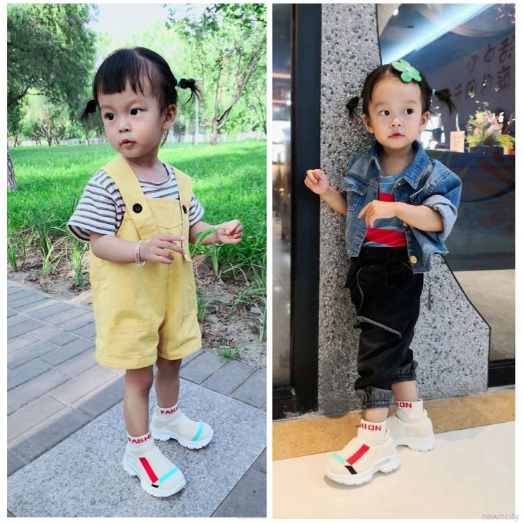Giày thể thao dệt kim phong cách Hàn Quốc năng động thiết kế chống trượt cho bé