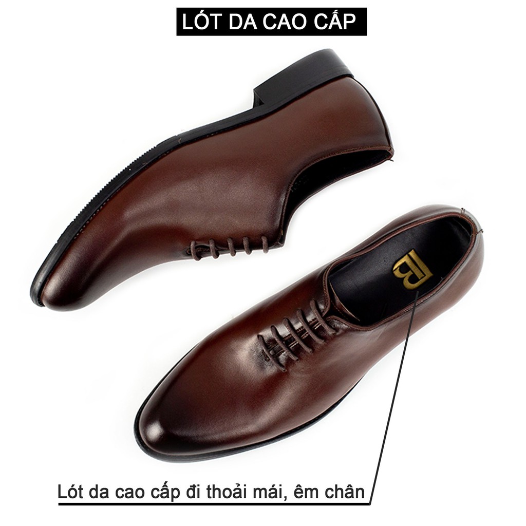 Giày da nam oxford công sở da bò nappa cao cấp màu nâu G102- Bụi leather- hộp sang trọng -BH 12 tháng