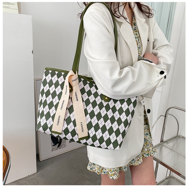 Túi Đeo Vai NB00253 Sức Chứa Lớn Họa Tiết Hình Thoi Đơn Giản