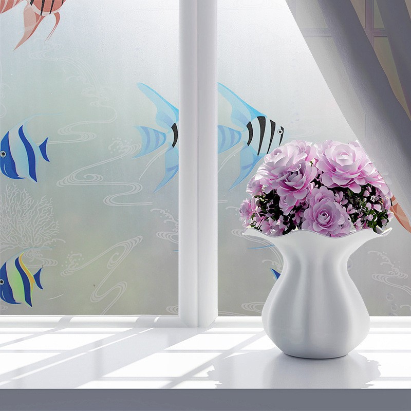 Decal giấy dán kính cá xanh khổ rộng 0.45m