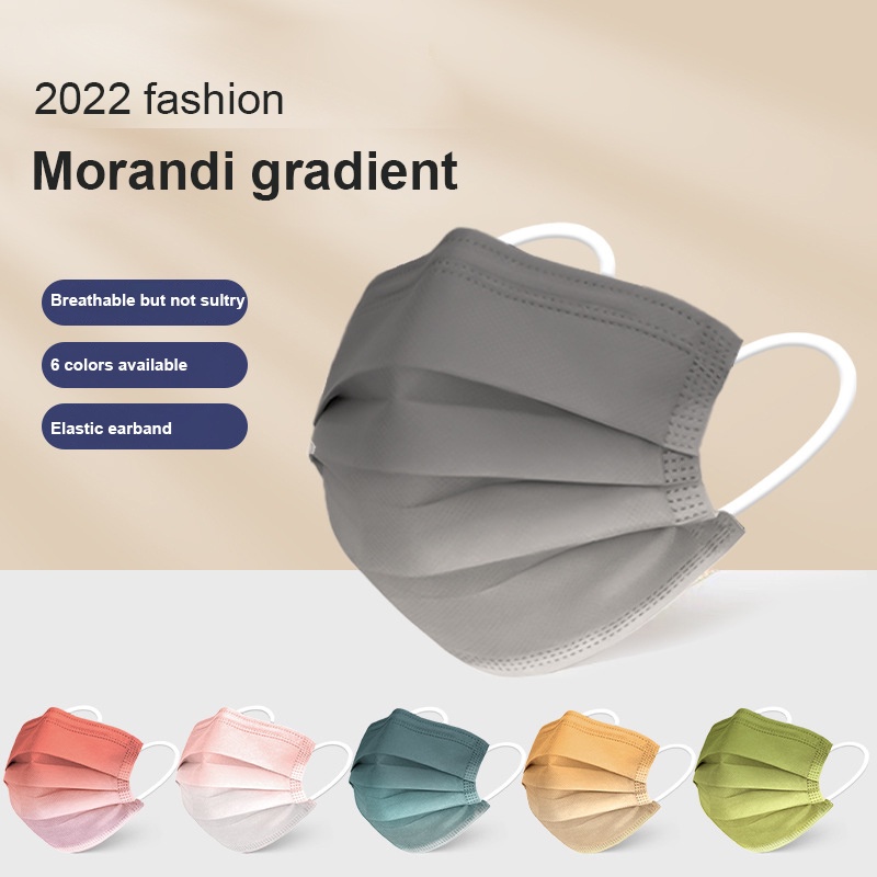 Set 10 Khẩu Trang Morandi 3 Lớp Bằng Vải Không Dệt Dùng Một Lần Dành Cho Người Lớn