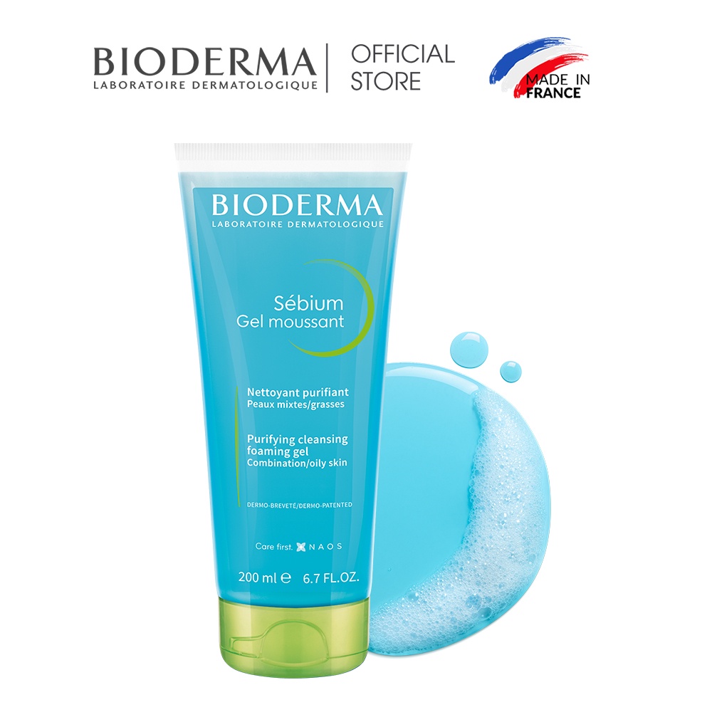 Bộ đôi gel rửa mặt tao bọt cho da mụn Bioderma Sebium 200ml và kem dưỡng giảm mụn Bioderma Sebium 30ml