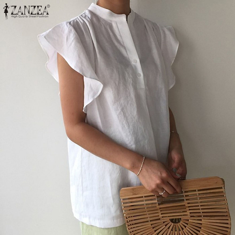 Áo Kiểu ZANZEA Không Tay Cổ Chữ V Màu Trơn Thời Trang Cho Nữ | BigBuy360 - bigbuy360.vn