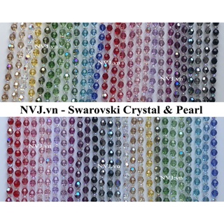 Pha lê Swarovski - vòng tay chuỗi hạt tròn 8ly 5000 đủ màu tùy chọn &hạt bánh cam 6ly 5040 lấp lánh sang trọng tuyệt đẹp