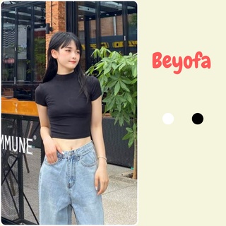 Áo Croptop Nữ Thun Body Cổ 3 Phân Gợi Cảm - Áo Ngắn Trơn Nữ Cộc Tay 2 Màu Đen Trắng