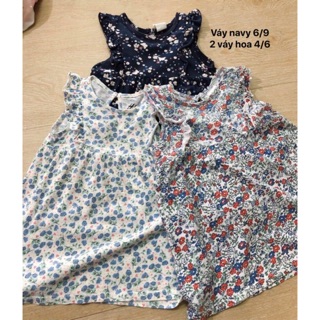 Váy hm kid úed navy sz 6/9, 2 váy hoa sz 4/6