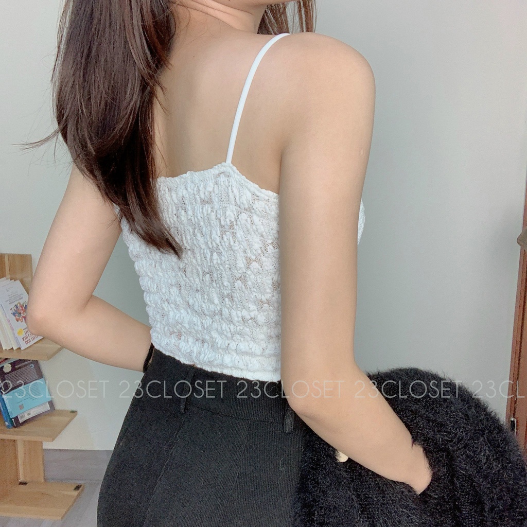 Áo hai dây nữ 23Closet áo 2 dây croptop nữ sợi bún có đệm ngực chất liệu ren  cao cấp kiểu dáng Hàn Quốc AHDR01 | BigBuy360 - bigbuy360.vn