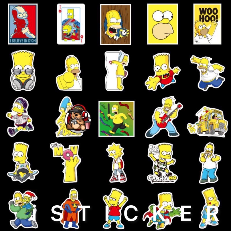 Sticker Gia đình Simpson dễ thương chống thấm nước dán xe, vali, laptop, mũ bảo hiểm, điện thoại...