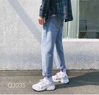 QJ035 - QUẦN JEAN BAGGY NAM BASIC XANH BẠC
