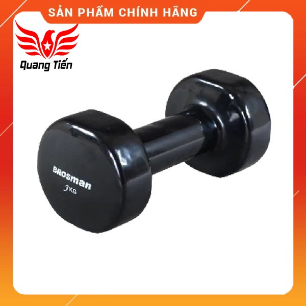 Freeship Tạ tay cao su brosman chính hãng 3 kg Đen