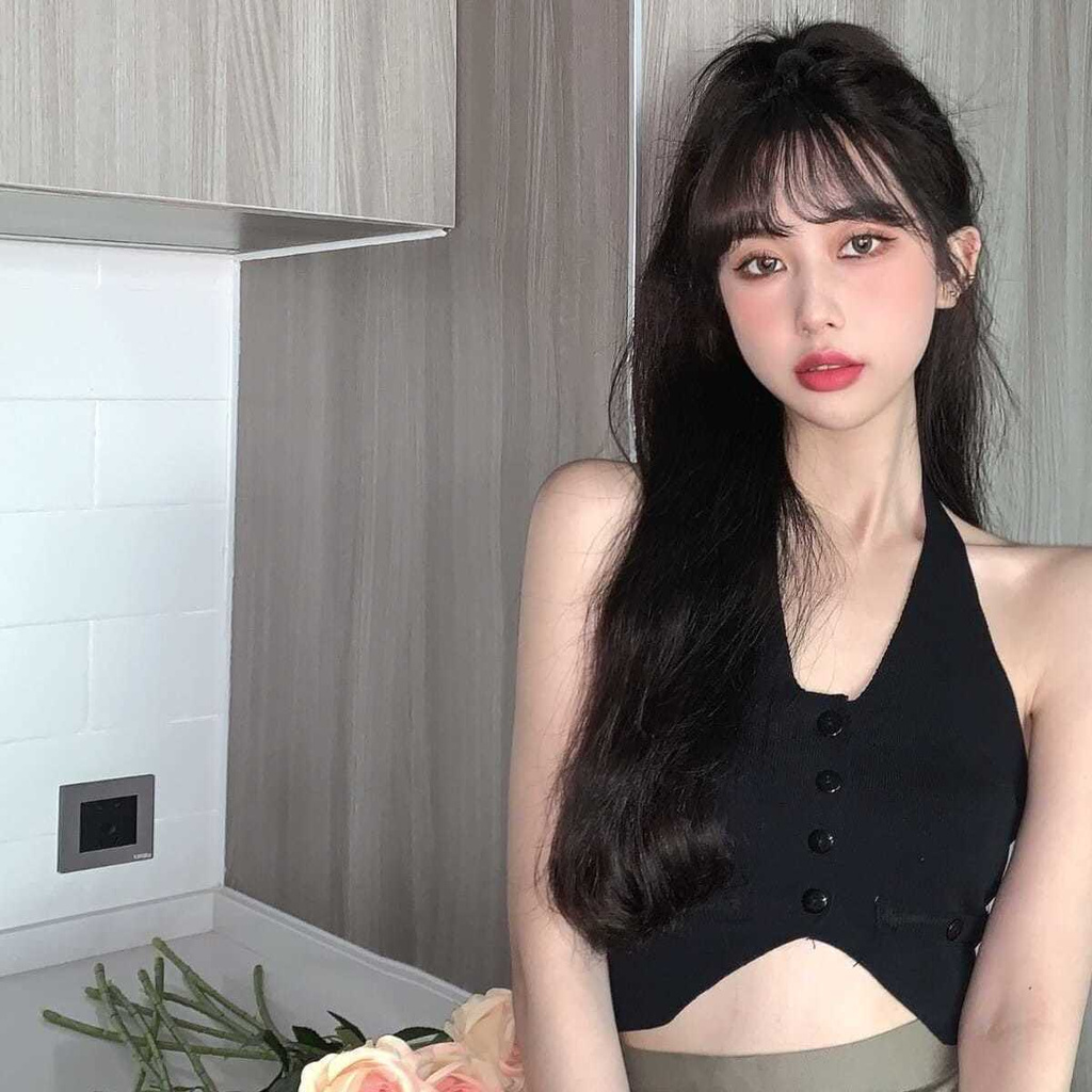 Áo Lửng Hai Dây Cổ Yếm Thời Trang Cho Nữ