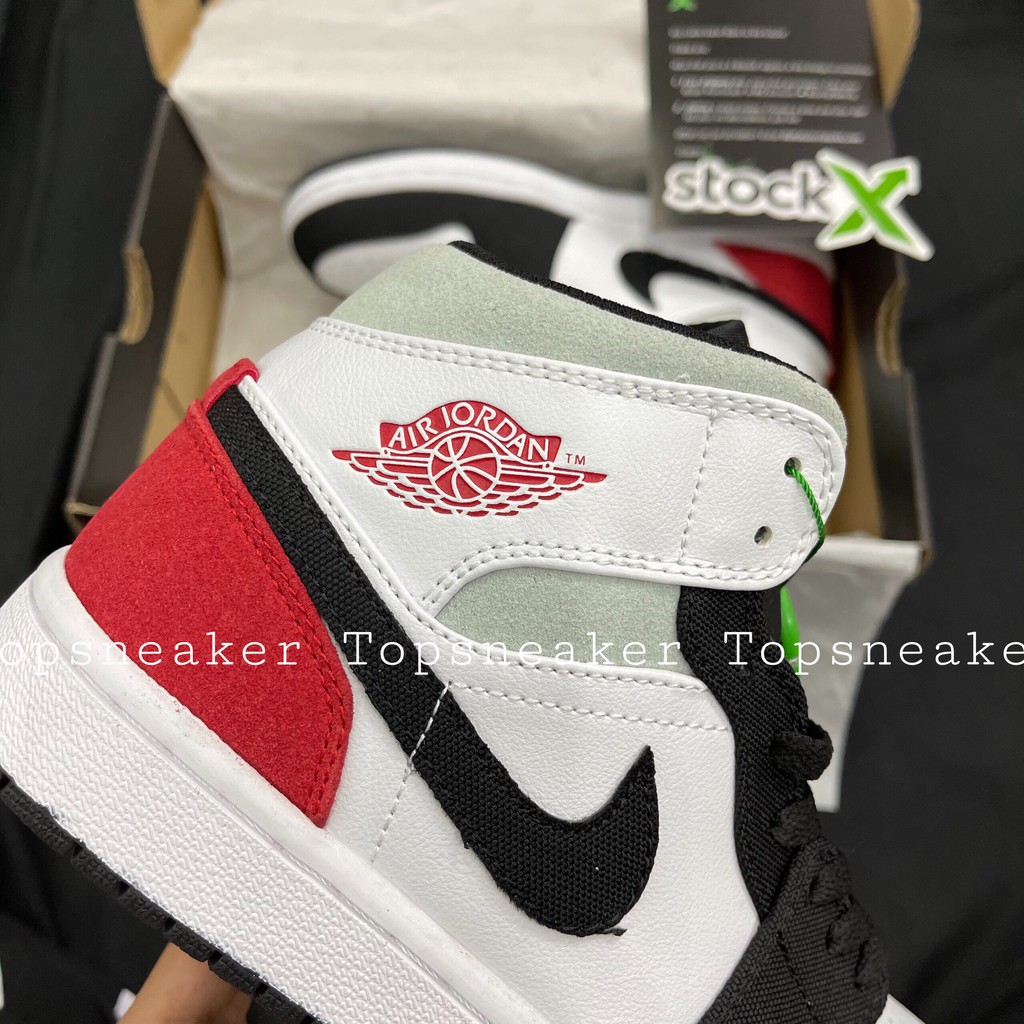 Giày Sneaker Jordan 1 Trắng Gót Đỏ