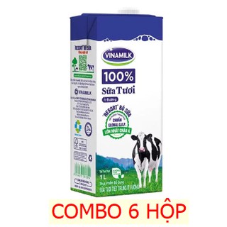 COMBO 6 HỘP SỮA TƯƠI TIỆT TRÙNG VINAMILK 100% ÍT ĐƯỜNG - HỘP GIẤY 1L