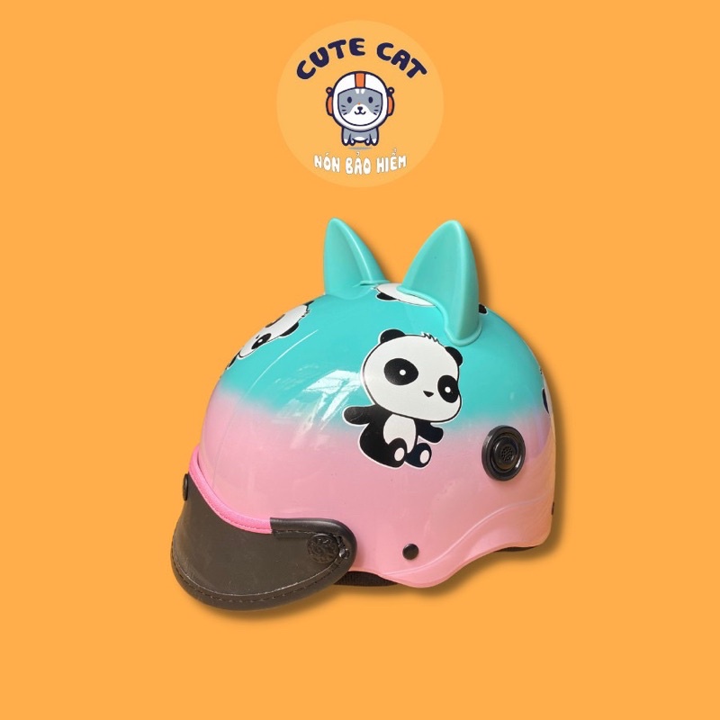 Nón Bảo Hiểm Sticker gấu Trúc Nón Bảo Hiểm Nửa Đầu Sticker Cute Có Nhiều Màu Sắc Lựa Chọn Tem Mác Đầy Đủ CUTE CAT