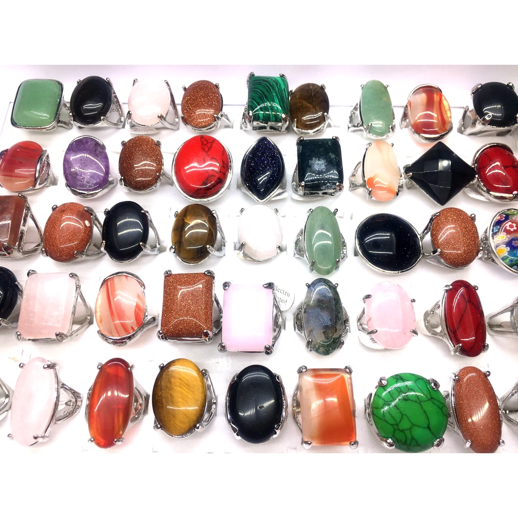 Mới Set 25 Nhẫn Hợp Kim Đính Đá Nhiều Kiểu Dáng Thời Trang