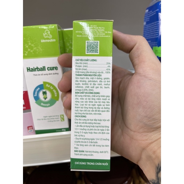 Gel ngăn ngừa búi lông ở chó mèo Hairball Cure Vemedim
