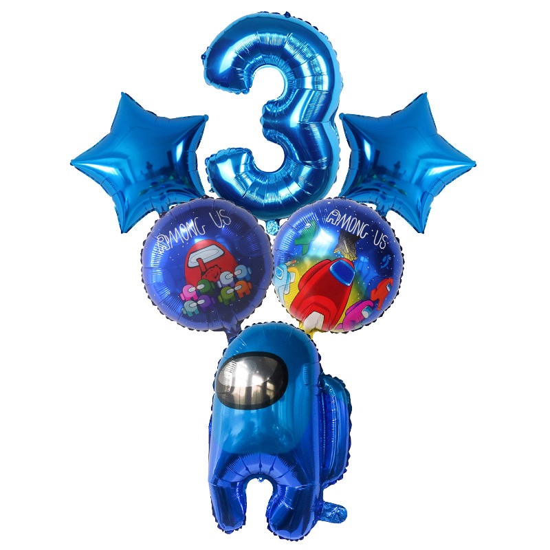 Set 6 Bong Bóng 32inch Hình Chữ Số Màu Xanh Dương Dùng Trang Trí Tiệc Sinh Nhật