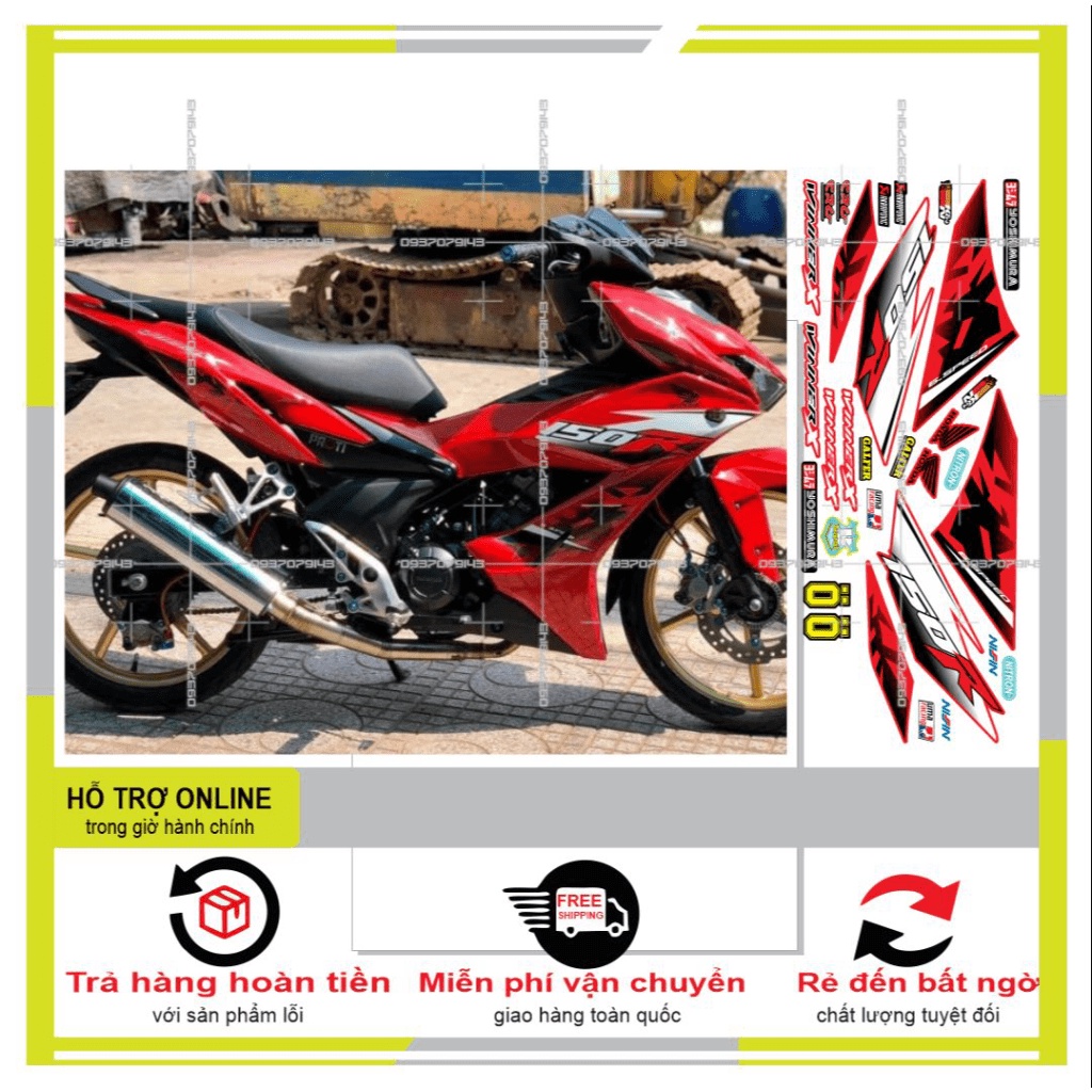 TEM XE WINNER X CHẾ DÁN XE ĐỎ -- SHIN DECAL 2