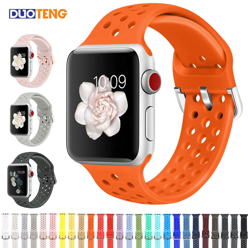 Duo Teng Dây Silicone Thay Thế Cho Đồng Hồ Thông Minh Apple Watch Series 38mm 40mm 42mm 44mm Iwatch 5 4 3 2