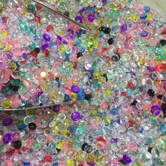 Hạt nhựa FishBowl oval beads đa sắc màu hỗn hợp 50g nguyên liệu làm slime