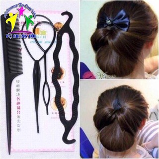 Phụ kiện tóc nữ dự tiệc bộ tạo kiểu cho cô dâu dụng cụ búi tóc cho bé gái bộ 4 món làm tóc đa năng - VỢ CHÔNG TÔI