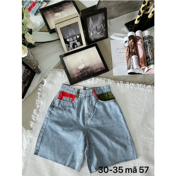 Quần Short Ngố Nữ Jean Lưng Cao Lai Tua Hoạ Tiết Màu Bigsize 57kg Đến 80kg Ms57