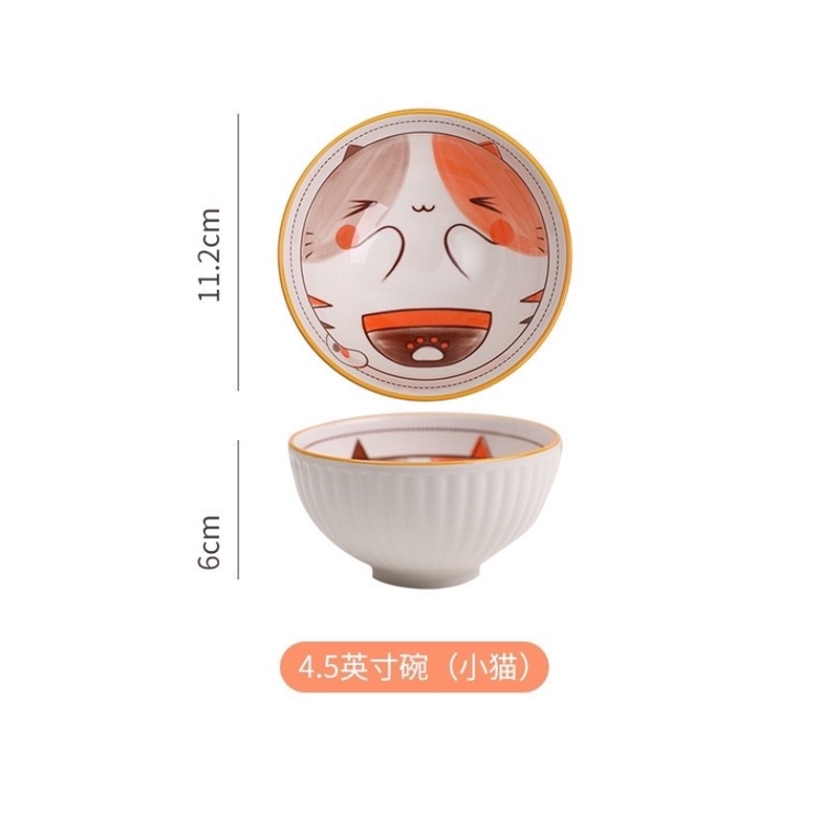 Set/Bộ 6 Chén/Bát Ăn Cơm Hình Động Vật Siêu ngộ Nghĩnh Và Đáng Yêu, Bát Ăn Dặm Cho Bé, Decor Trang Trí