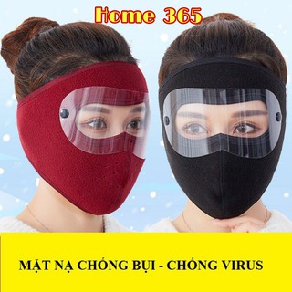 (XẢ KHO) Mặt nạ bảo vệ chất nỉ có kính trong suốt chống nắng, chống bụi, ngăn virus cho xe đi ngoài trời