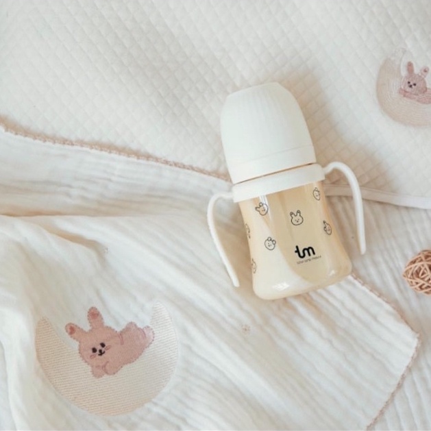 Bình thỏ Sóc Tovi Moly Hàn Quốc, bình sữa Dot to Dot họa tiết thỏ Sóc nắp be vani 180ml 280ml