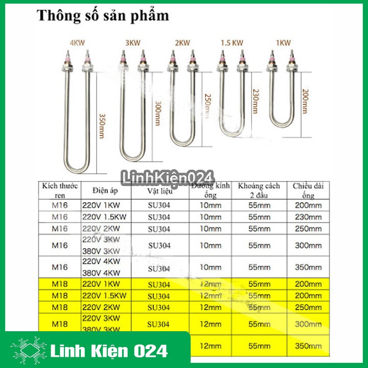 Thanh Điện Trở Chữ U 220V-Nấu Nước
