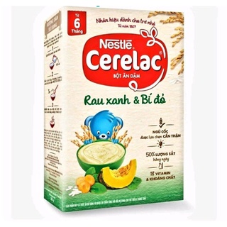 Bột ăn dặm nestle cerelac rau xanh và bí đỏ hộp giấy 200g