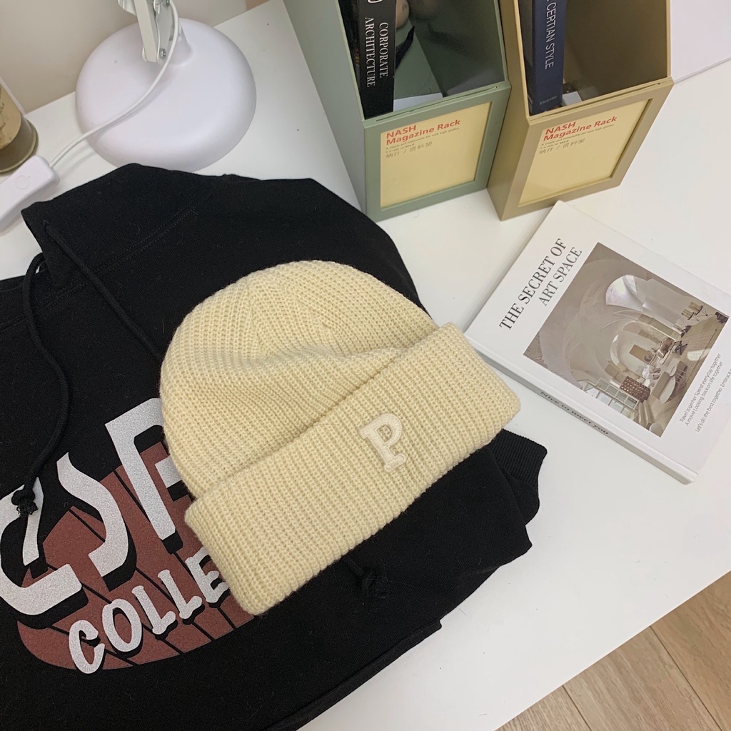 Mũ len Beanie phong cách Hàn Quốc chữ P nhiều màu SẴN HÀNG - L13