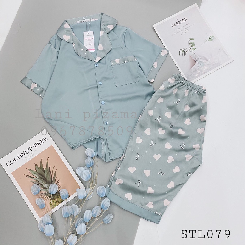 Bộ pizama lụa ngố bộ pijama lửng lụa sattin mặc nhà siêu xinh, mềm mịn, thoáng mát cho nàng diện mặc nhà