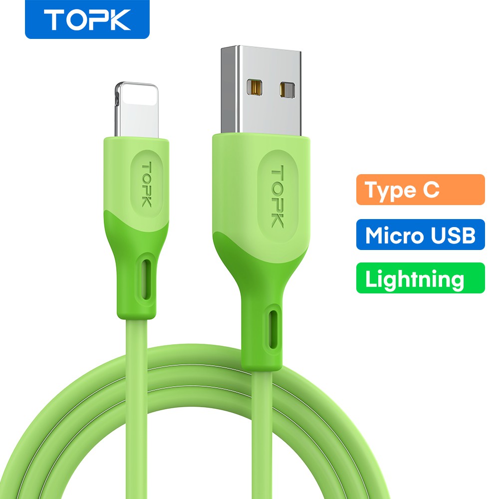 Cáp Sạc Micro Usb Type C Topk An84 Làm Bằng Tpe Silicone Mềm