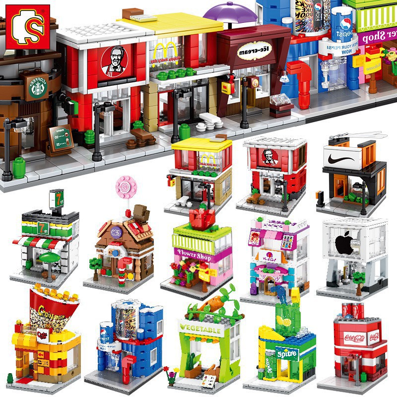 Lego Sembo Block đồ chơi lắp ráp mô hình cửa hàng mini đường phố