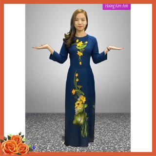 ÁO DÀI TRUYỀN THỐNG THÊU HOA SEN KÈM QUẦN 3 MÀU ADTH2T