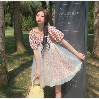 Đầm babydoll hoa phối